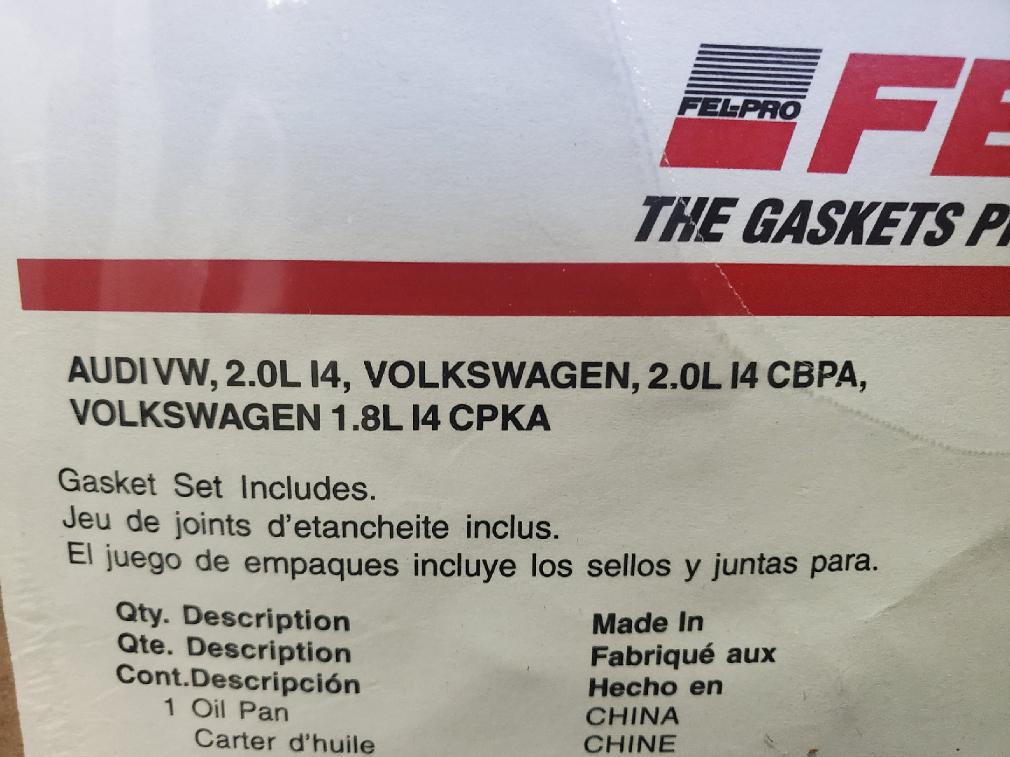 2015 VW GOLF OIL PAN GASKET - photo 2