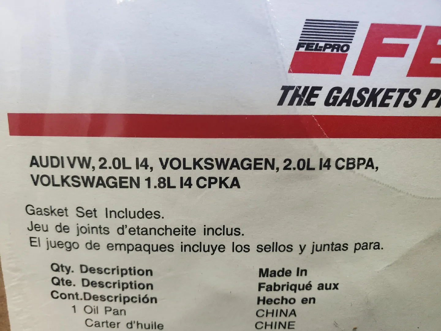 2015 VW AUDI Oil Pan Gasket image indicator(2)