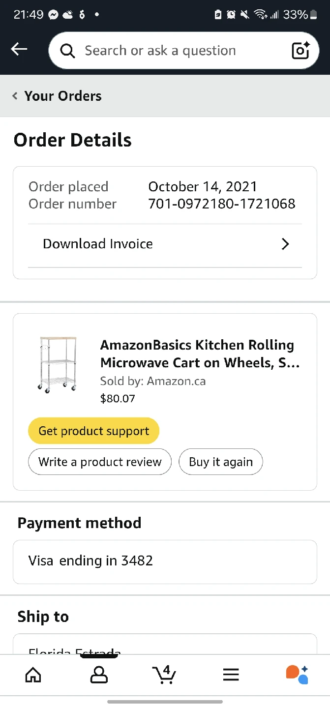 Kitchen Rolling Microwave Cart - photo 5