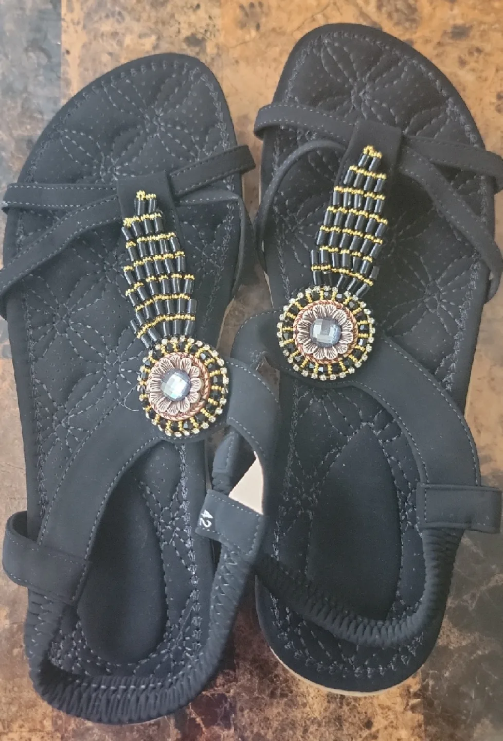 Black Beaded Sandals - Size 42 thumbnail