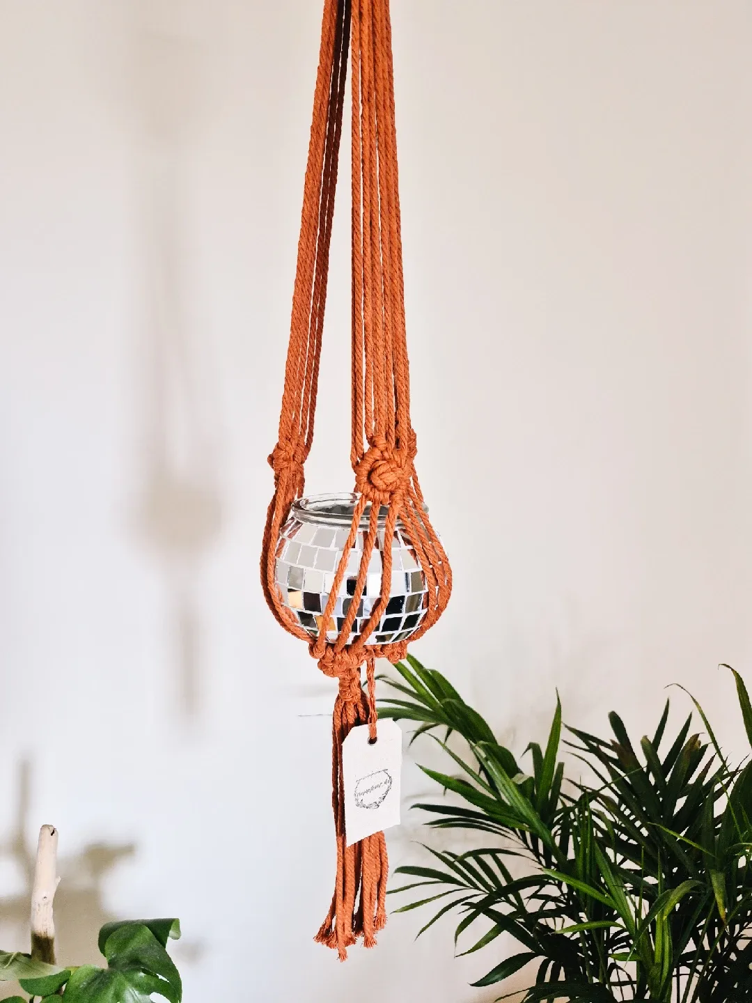 Macrame Plant Hanger with Disco Ball image indicator(3)