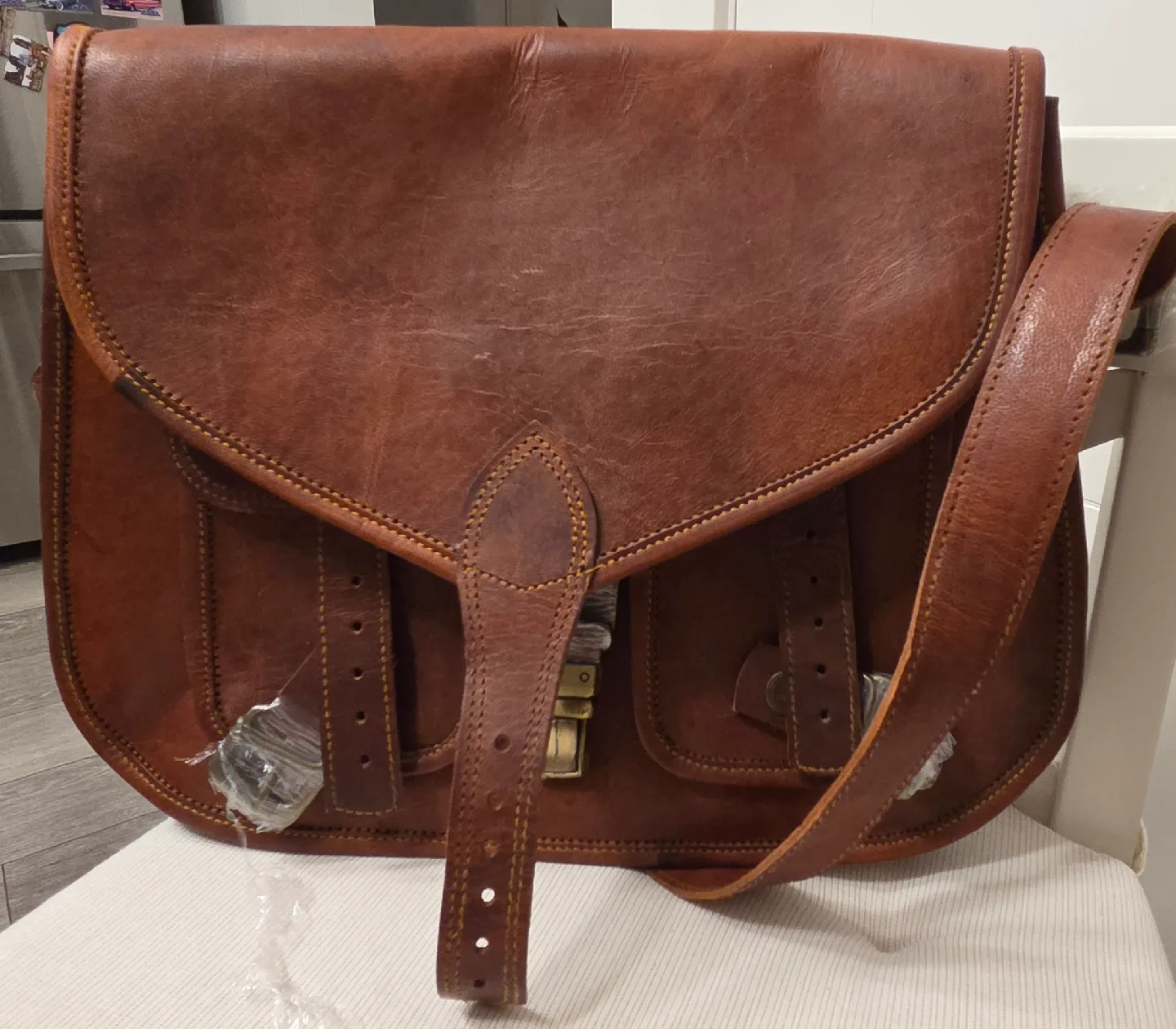 Komal's Passion Leather Brown Messenger Bag image indicator(2)