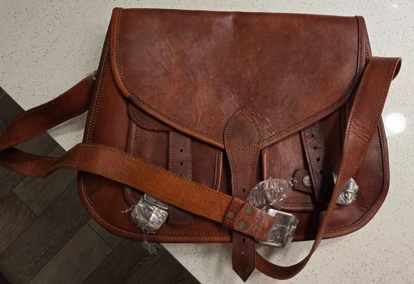 Komal's Passion Leather Brown Messenger Bag image indicator(3)