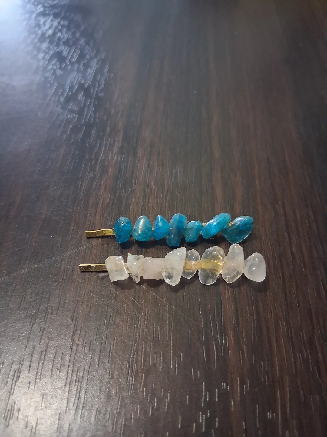 Gemstone Hair Pins - Blue & White thumbnail