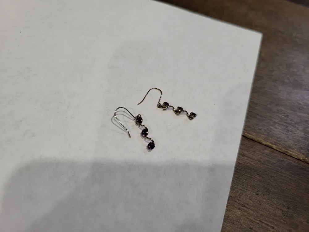 Brand New 10K White Gold Amethyst Earrings For Sale image indicator(3)