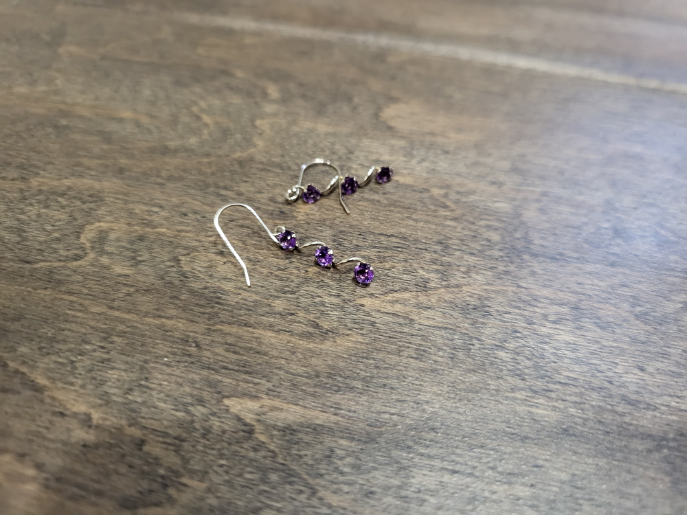 Brand New 10K White Gold Amethyst Earrings For Sale - photo 5