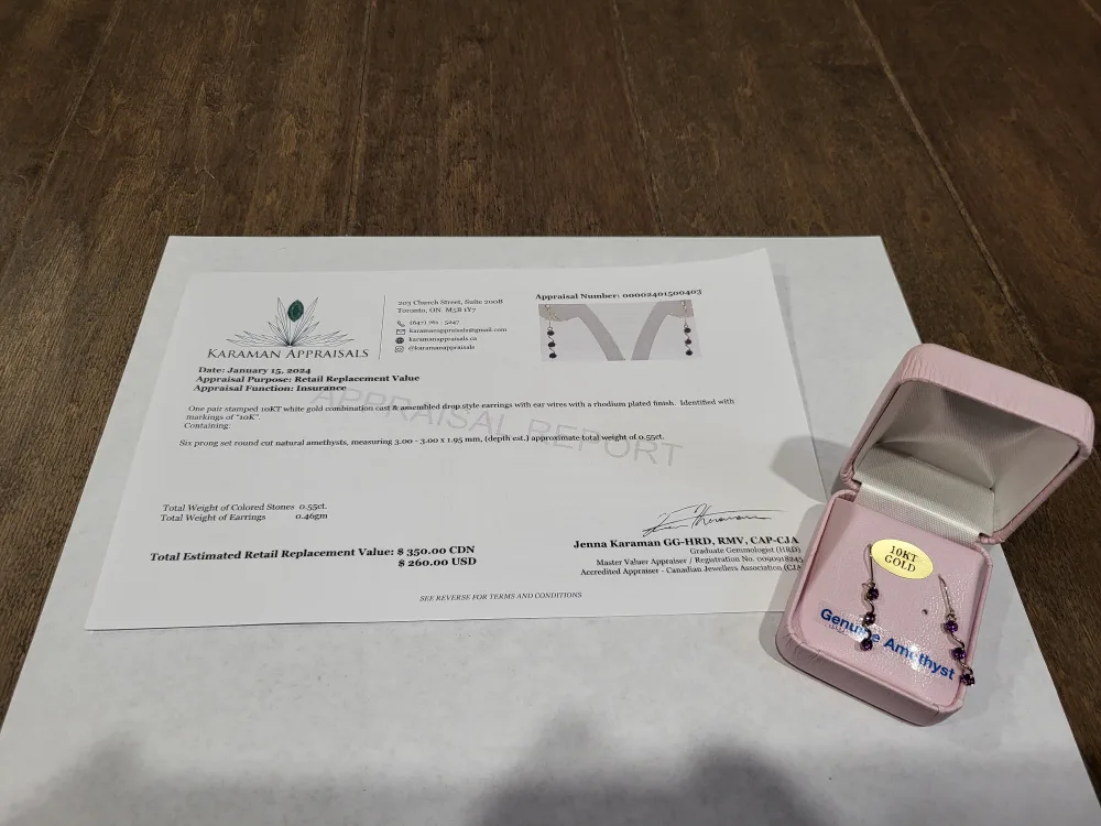 Brand New 10K White Gold Amethyst Earrings For Sale image indicator(6)