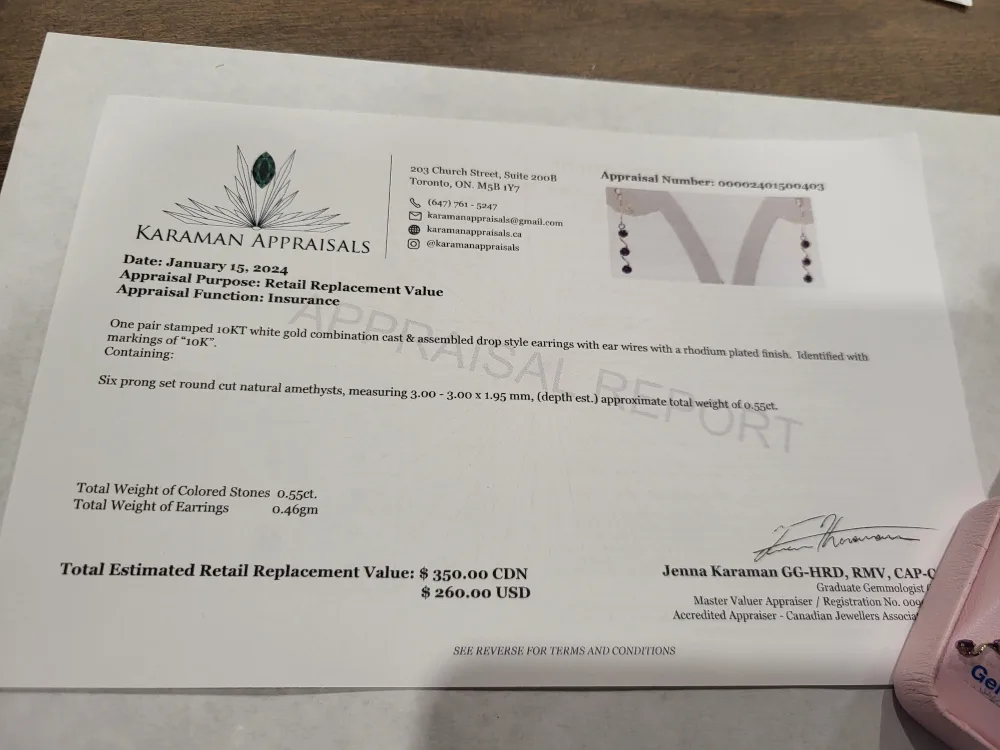 Brand New 10K White Gold Amethyst Earrings For Sale image indicator(7)