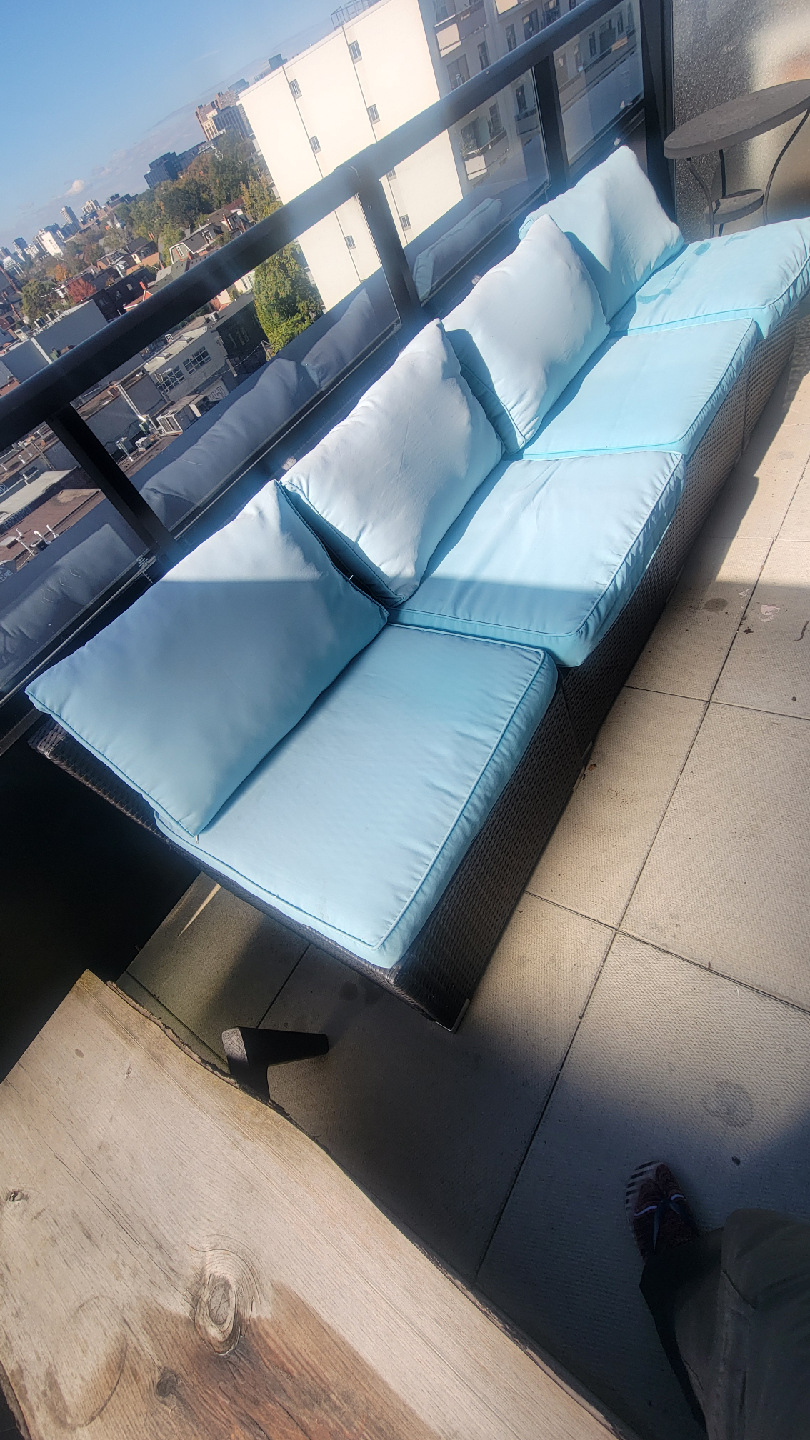 Outdoor Modular Wicker Patio Sectional Sofa - Light Blue