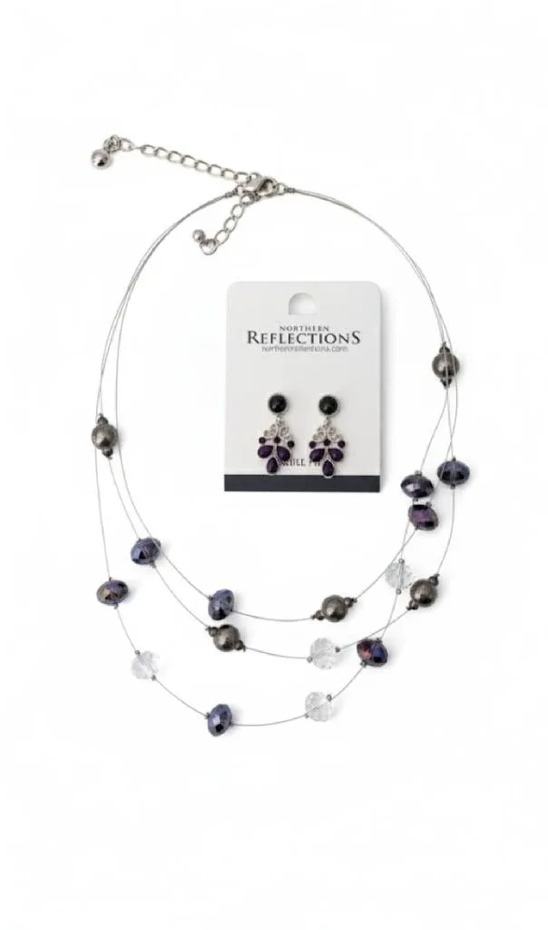 Spooky Chic! 🎃  Purple & Black Beaded Necklace Set thumbnail