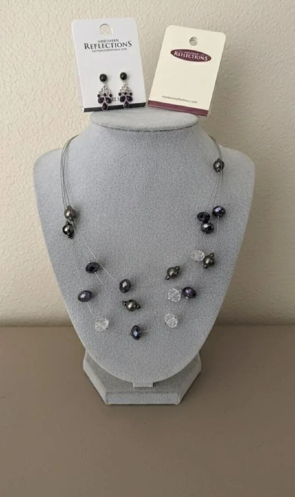 Spooky Chic!   Purple & Black Beaded Necklace Set image indicator(3)