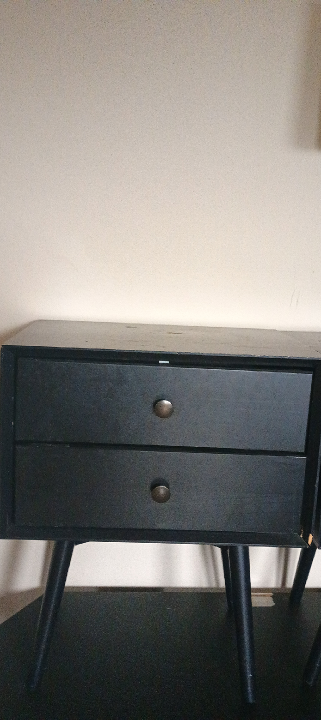 Black 2-Drawer Bedside Table