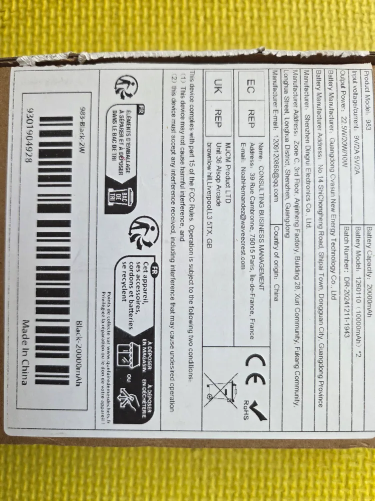 New 983 Black 20000mAh Power Bank image indicator(6)