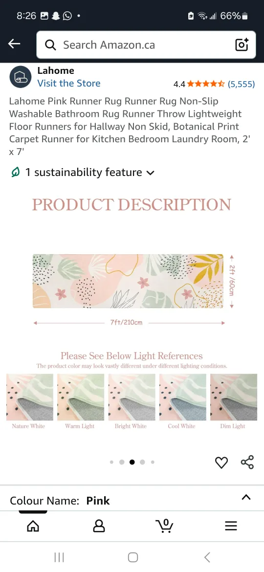 Pink Runner Rug 2' x 7' image indicator(6)