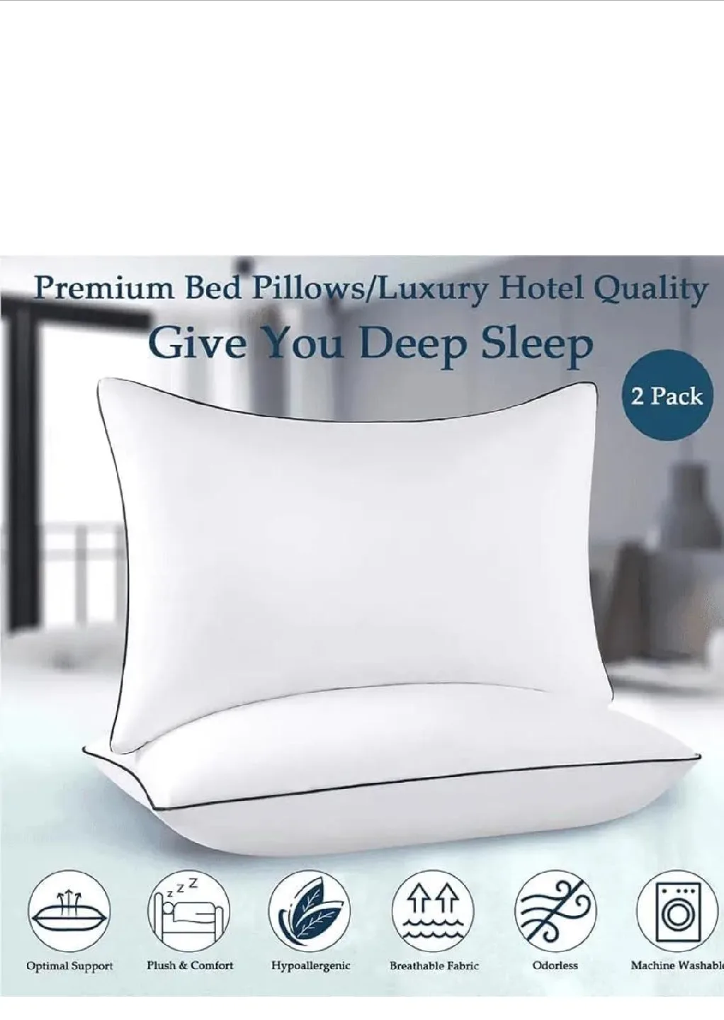 Luxury Hotel Quality Bed Pillows - 2 Pack image indicator(3)