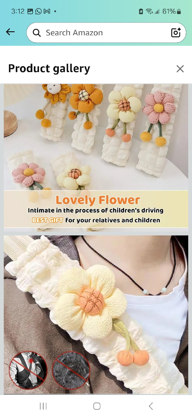 Lovely Flower Car Seat Belt Cover - White - photo 4