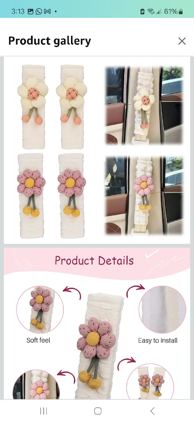 Lovely Flower Car Seat Belt Cover - White image indicator(6)
