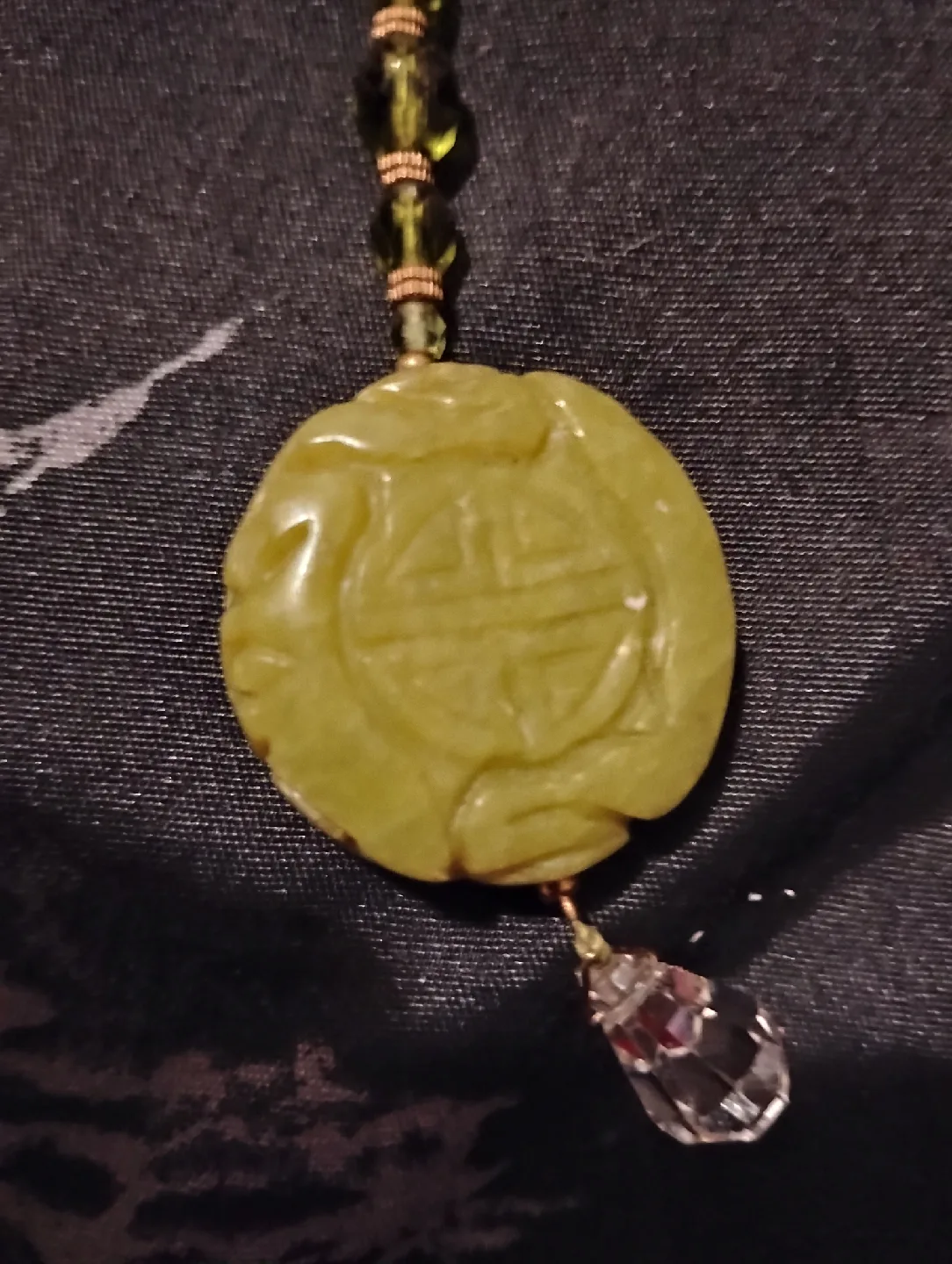 Jade Pendant with Crystal Drop thumbnail