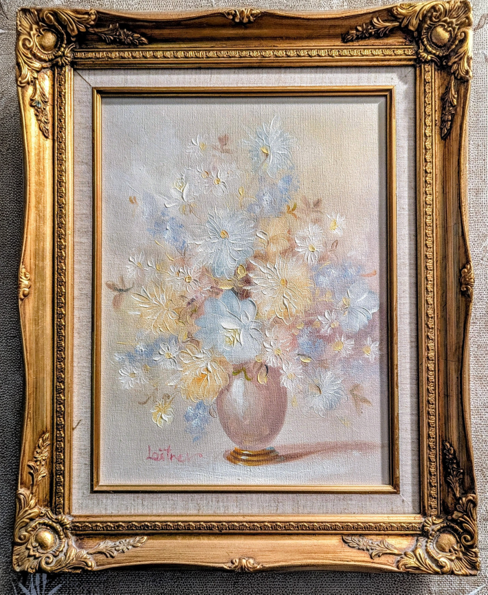Floral Oil Painting in Ornate Gold Frame