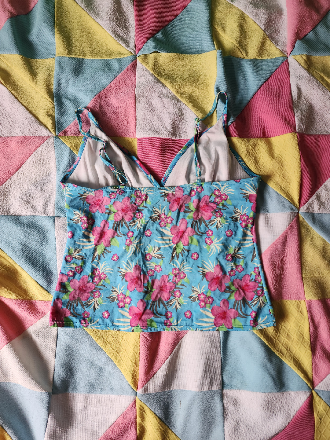 🧡 blue and pink floral tankini top - photo 2
