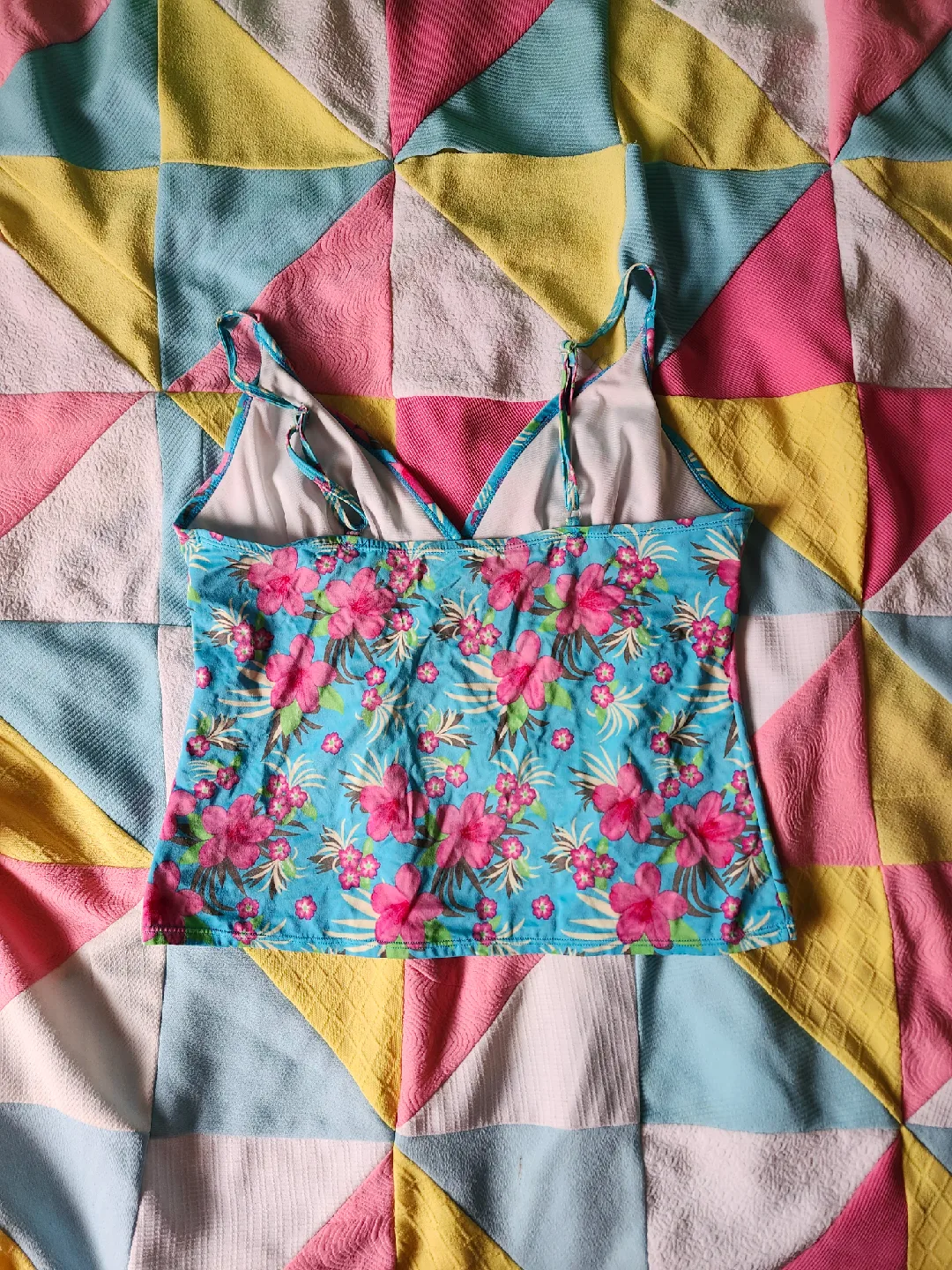 🧡 blue and pink floral tankini top image indicator(2)