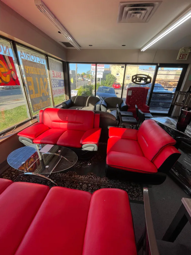 Red and Black Leather Sofa Set image indicator(2)