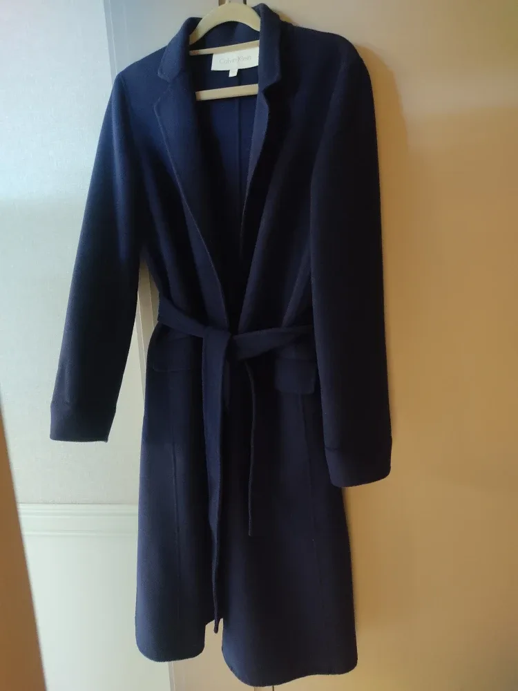Calvin Klein Navy Coat - Size 36 thumbnail