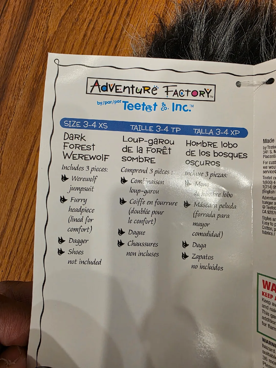 Halloween Werewolf Costume - Size 3-4 , 5-6, 7-8 image indicator(3)