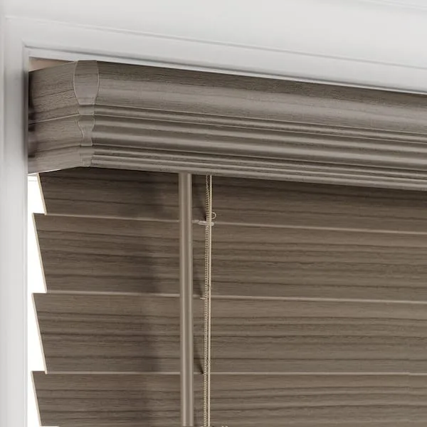 🆕️Driftwood Gray Cordless Premium Faux Wood blinds image indicator(3)