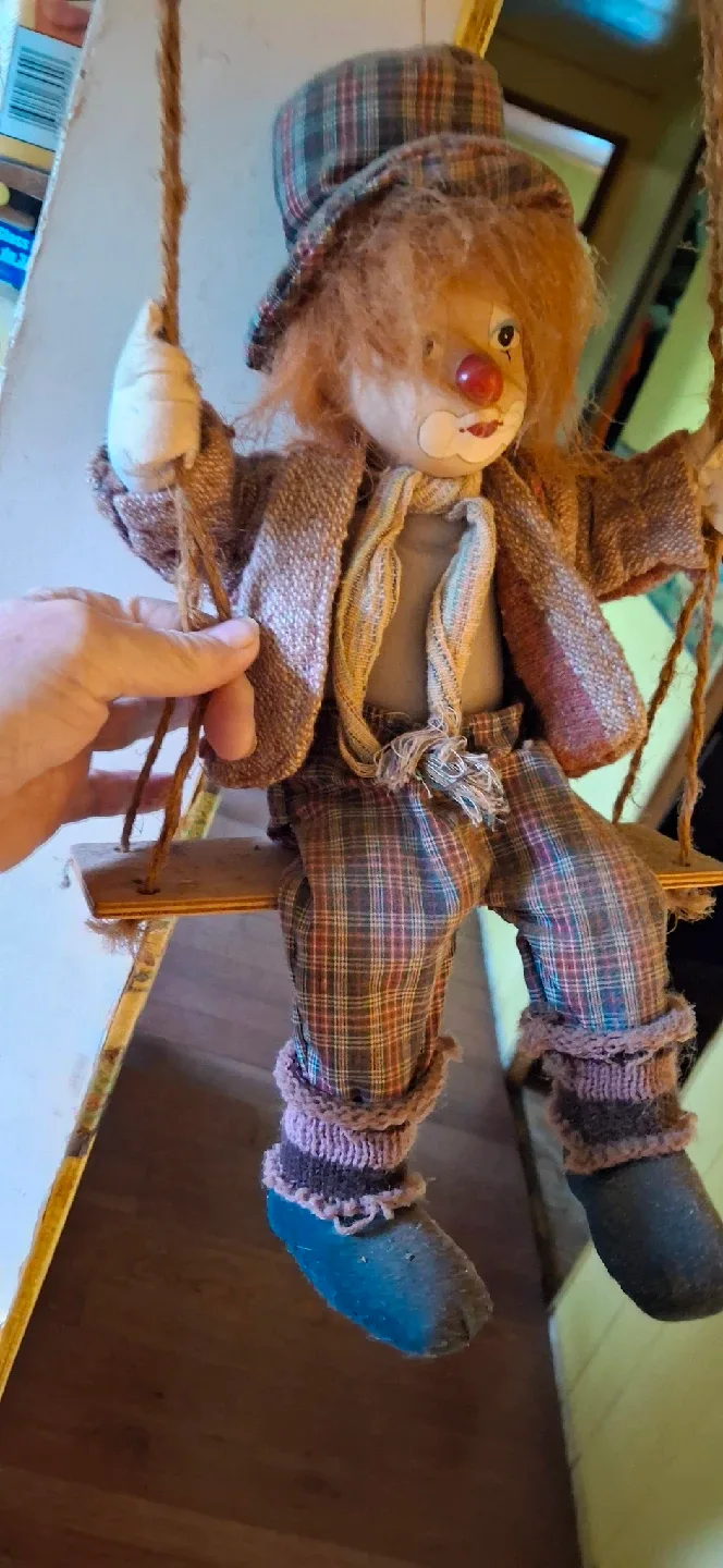 Vintage Clown Doll on Swing