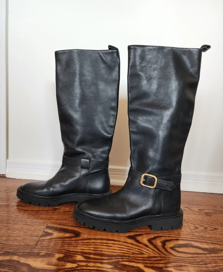 ZARA Size 8 Eu39 Black Knee High Boots - MOVING SALE image indicator(2)