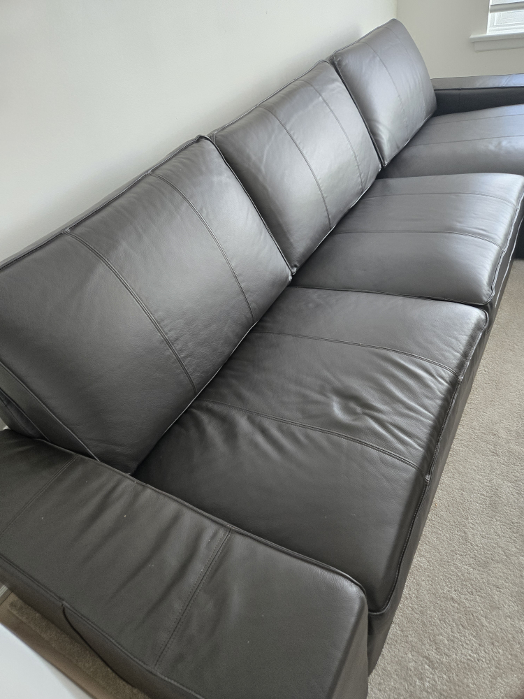 IKEA Dark Leather Sectional Sofa - photo 3