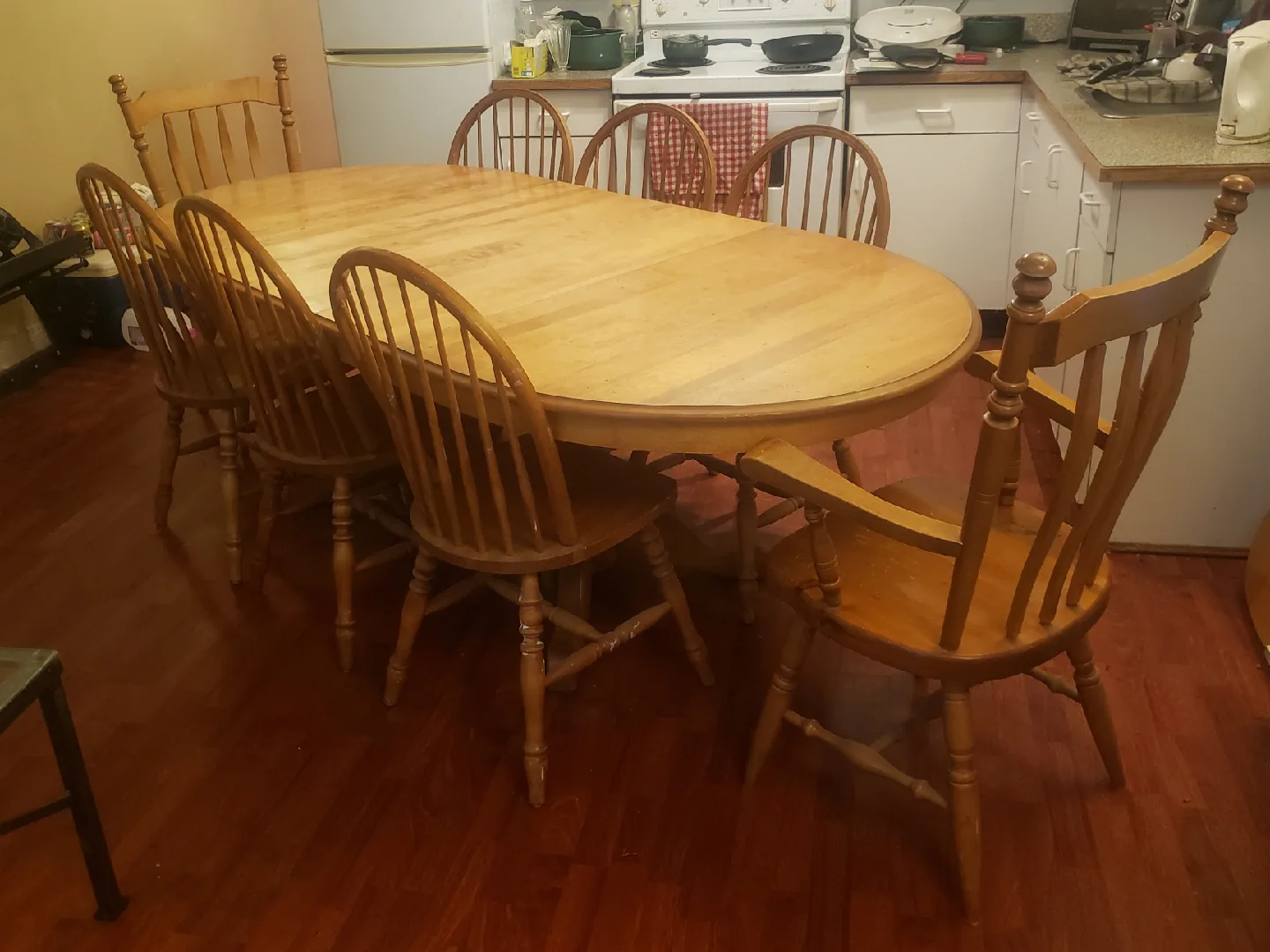8 seat oak dining set image indicator(2)