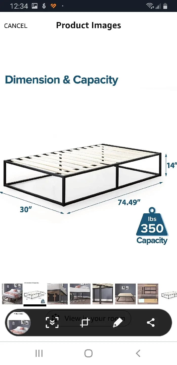 Metal Bed Frame Narrow  twin - 74x30×14 inches BNIB image indicator(3)