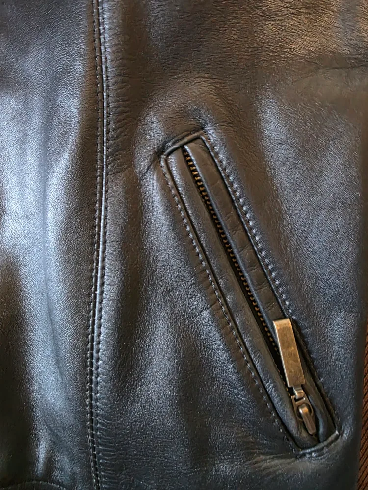 Black Real Leather Jacket image indicator(3)