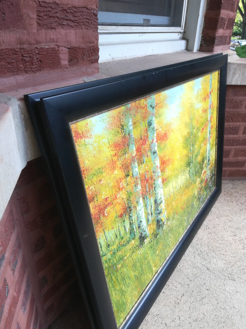 Framed Birch Tree Oil Painting - photo 3