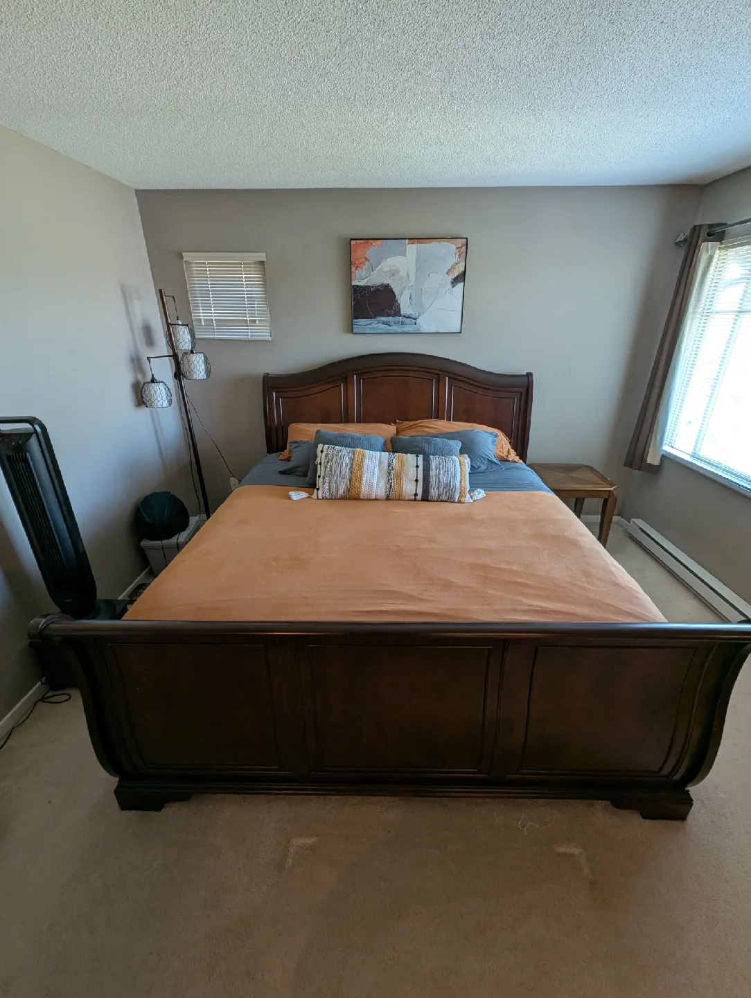 Dark Wood King Size Bed Frame, Mattress and Box Springs image indicator(2)