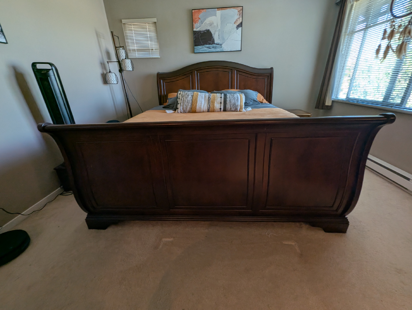 Dark Wood King Size Bed Frame, Mattress and Box Springs - photo 3