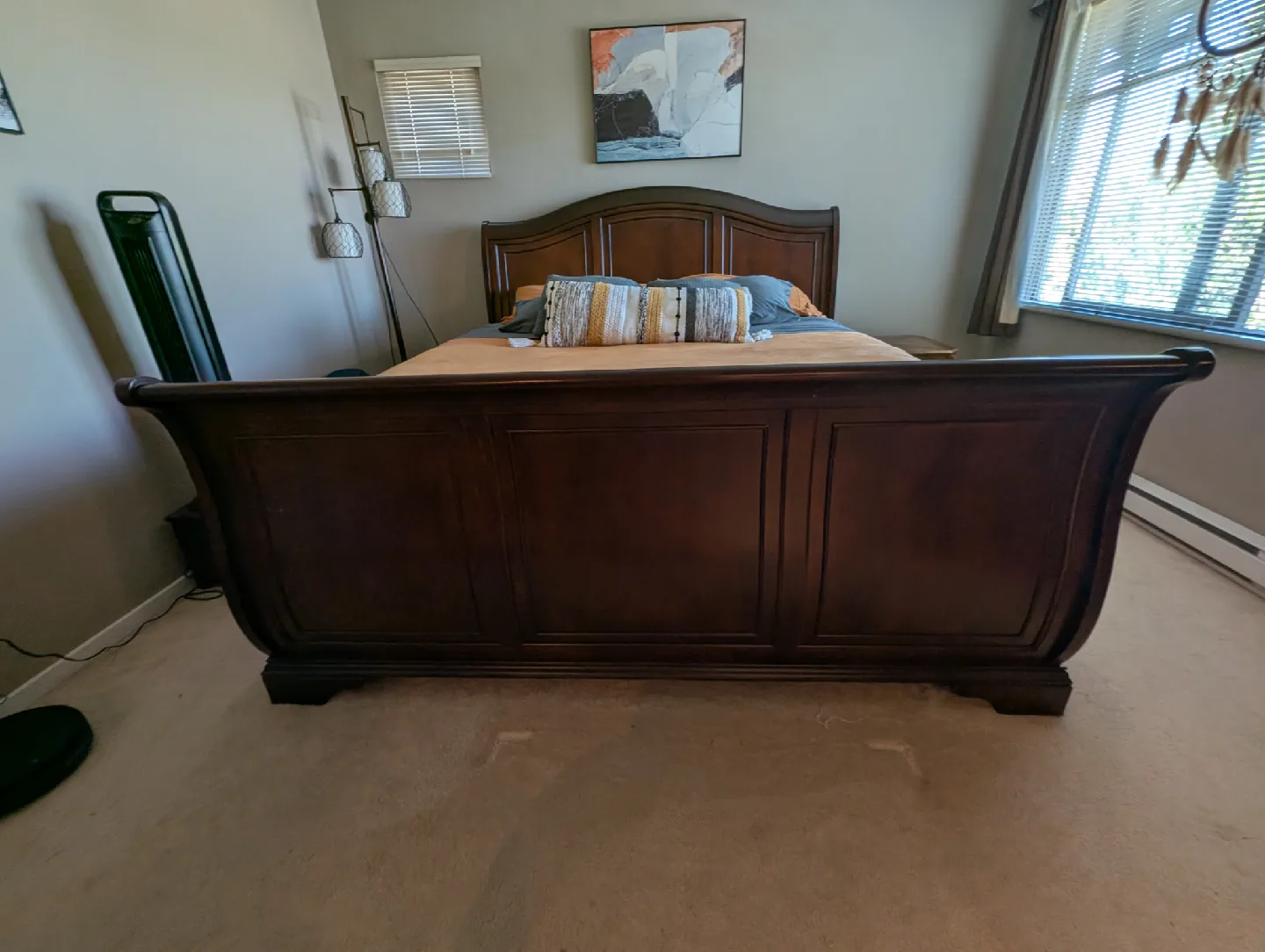 Dark Wood King Size Bed Frame, Mattress and Box Springs image indicator(3)