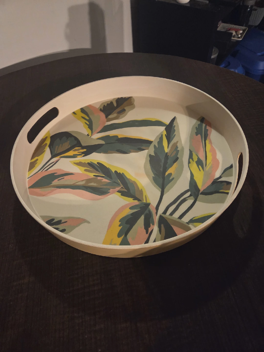 Decorative Round Serving Tray with Handles