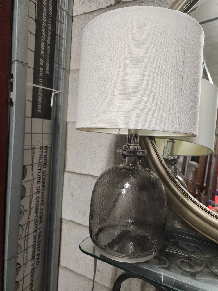 Grey Glass Table Lamp