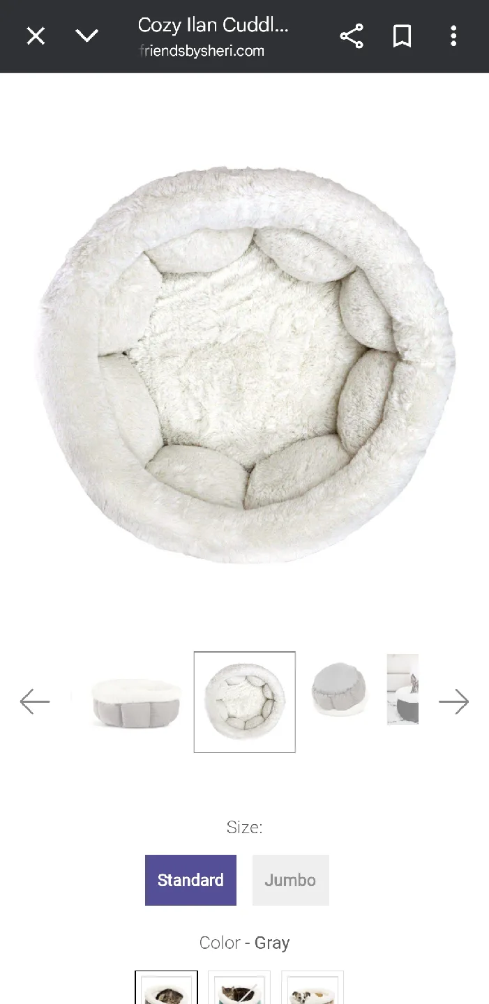 Friends by Sheri Cozy Cuddler Pet Bed - Standard, Gray image indicator(2)