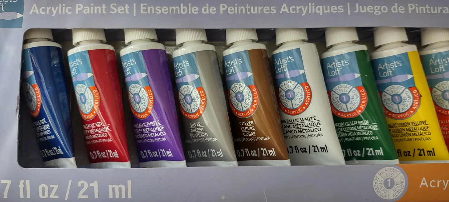 Artist's Loft Metallic Acrylic Paint Set + Canvas (retail $30) image indicator(9)