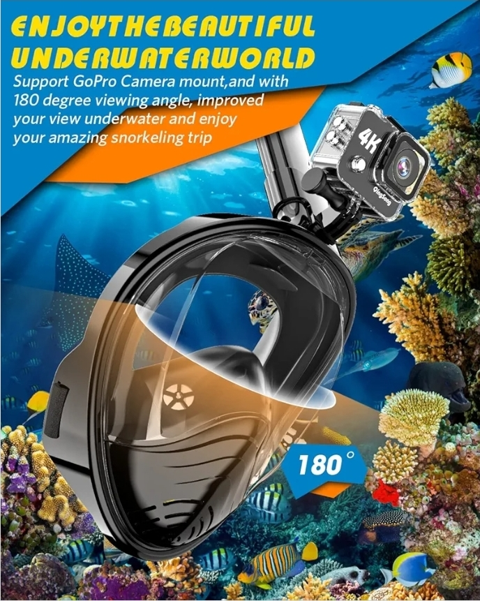 Full Face Snorkel Mask for Adults, Snorkeling Gear - photo 3