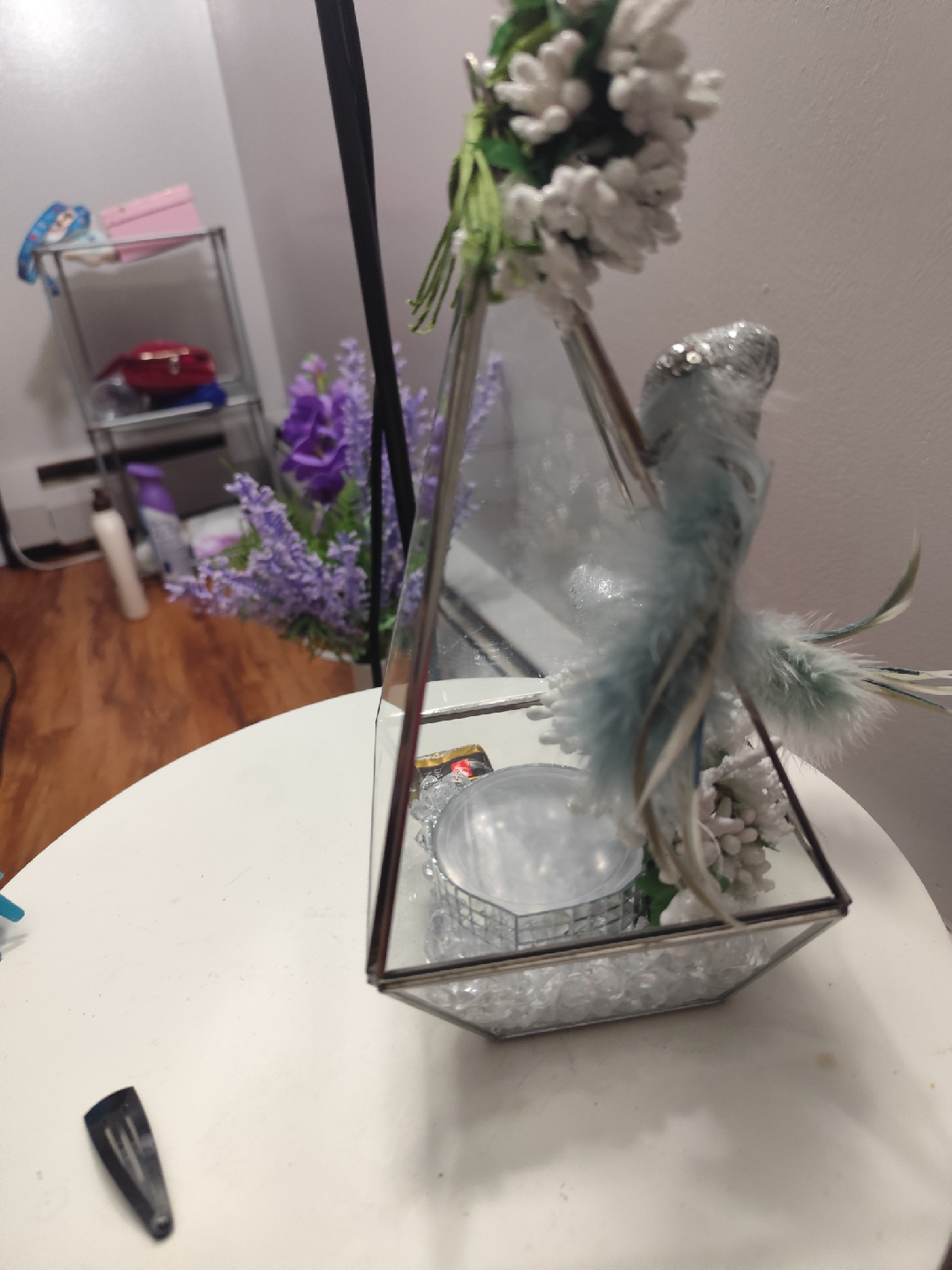 Decorative Glass Terrarium with Floral & Bird Accents - photo 5