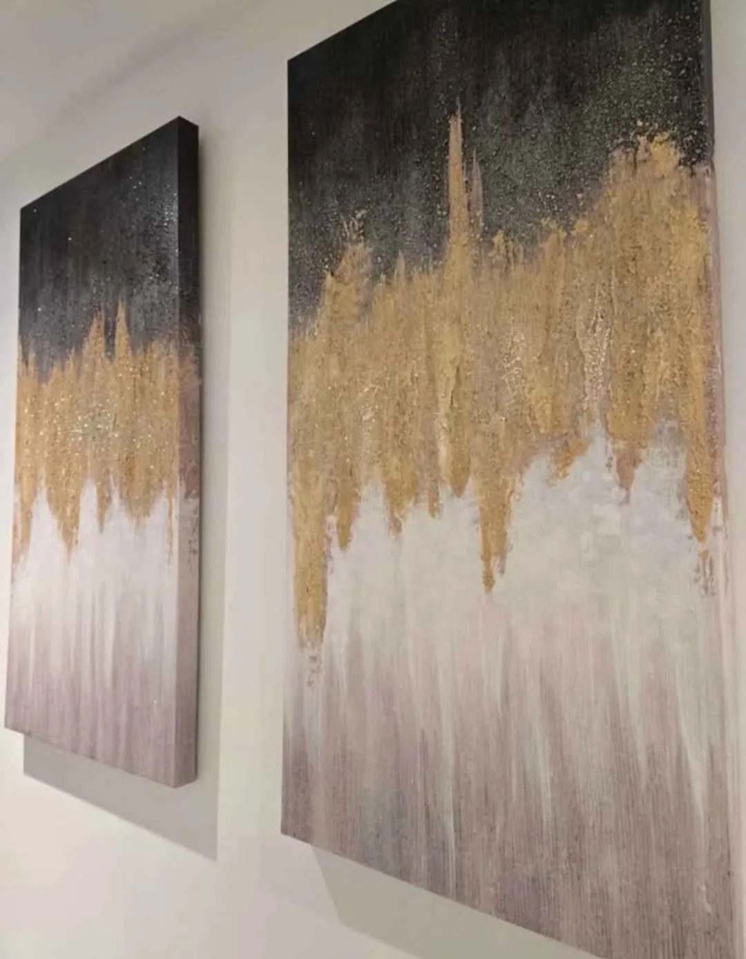 Abstract Gold & Grey 3-Panel Wall Art image indicator(2)