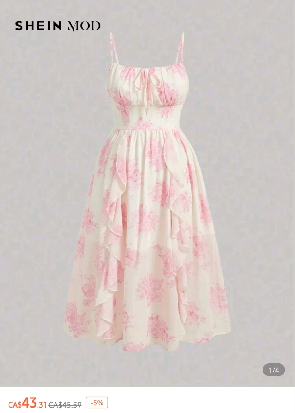 Floral Print Ruffle Hem Cami Dress