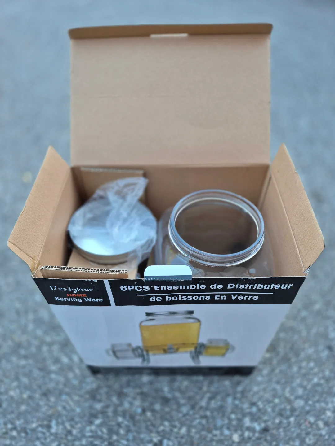 6PCS  Glass Jar Beverage Dispenser Set image indicator(2)