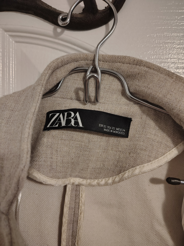 Zara XS Beige Linen Blend Coat - photo 3