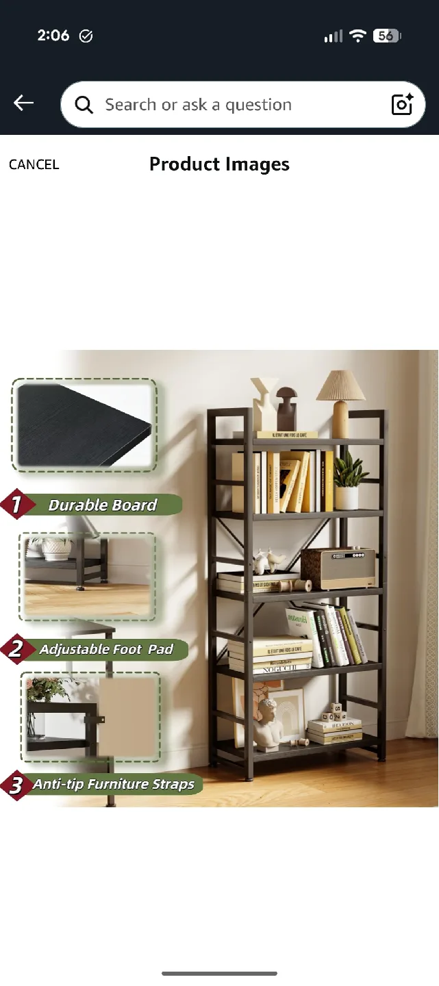 Black Metal 5-Tier Shelf image indicator(6)